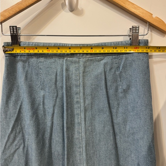 Ralph Lauren Vintage Chambray Maxi Skirt Women 4 petite Pearl Snap equestrian - Picture 12 of 12